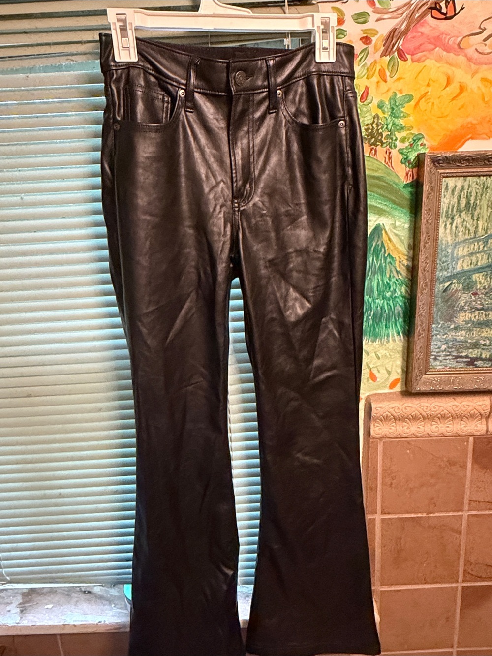 GAP Black Faux Leather Boot Cut Pants